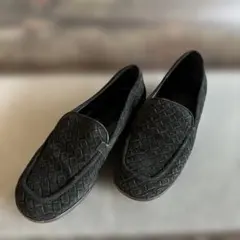 ヴォッテガヴェネタ　イントレチャート　ブラック スエードローファー　編み込み