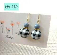 ハンドメイド チェック柄 ピアス イヤリング
