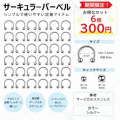 ボディピアス 14g サーキュラーバーベル サージカルステンレス セット