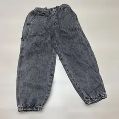 GU KIDS(男女兼用) 140 デニムワイドワークジョガーパンツ ブラック