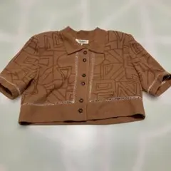 WANDS K.SAISON ブラウン幾何学模様半袖シャツ　ジャケット