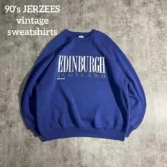 90's JERZEESスウェットEDINBURGH SCOTLAND青L短丈のサムネイル