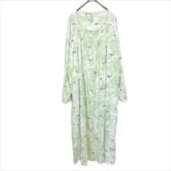 ルームワンピース コットン100% XL 刺繍 ロングワンピース 春秋冬