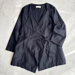 かぐれ　リネンカーディガン　ジャケット【F】濃紺　コットン　カシュクール　羽織りのサムネイル