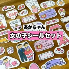 ★匿名配送★｜赤ちゃん/女の子セット｜母子手帳シール｜マタニティフレークシール｜