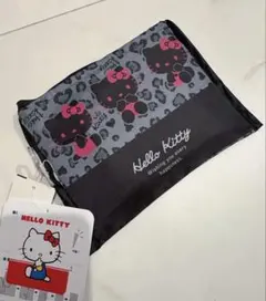 ハローキティ　ヒョウ柄　黒ピンクキティ　エコバッグ　新品未使用タグ付き