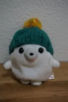 ぬいぐるみニット帽（緑×マスタード）