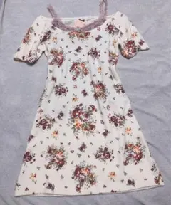 リズリサ薔薇花柄　オフショル￼ワンピース 2way 起毛もこもこ