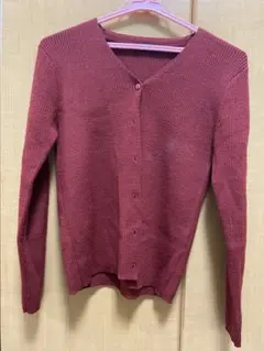 ニット カーディガン 赤 ボルドー レッド