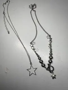 星形チャームとパールビーズのネックレス Y2K