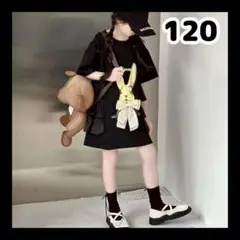 Tシャツ　うさぎ　黒　半袖　カジュアル　女の子　可愛い　フリル　リボン　120