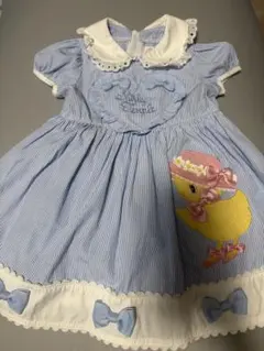 あひるアップリケストライプワンピース 90cm シャーリーテンプルのサムネイル
