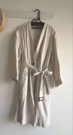 【美品】23区リネン ベージュ ロングコート ベルト付き