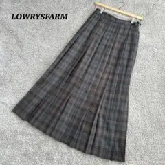 ローリーズファーム　ロング　プリーツ　スカート　チェック　グレー　グレンチェック
