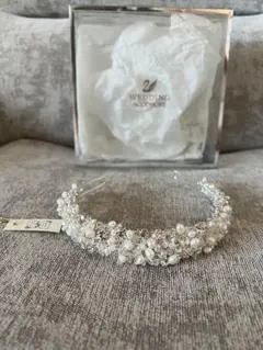 ウェディング　パールクリスタル　ヘッドドレス　ティアラ　カチューシャ