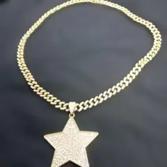 ✨星形クリスタル装飾ネックレス 全面ラインストーン 五芒星ペンダント
