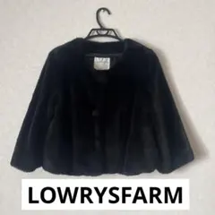 LOWRYSFARM ノーカラー ファーコート ブラック 7分袖 ショート丈のサムネイル