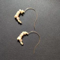 パールビーズ ハート型フープピアス ピンク系