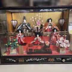 雛人形セット ガラスケース入り　天井ガラスなし