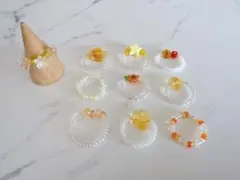 ハンドメイド　ビーズリングセット