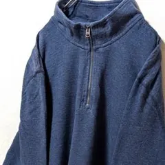 カルバンクラインジーンズハーフジップスウェットトレーナーネイビー紺色XL古着