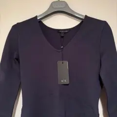 A|X Armani Exchange 紺ニットジャージーワンピース　サイズSのサムネイル