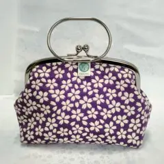 値下〉がま口ポーチバッグ 京都みさやま ミニバッグ 和洋兼用 和柄 小桜
