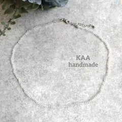 ハンドメイド ビーズ ネックレス クリア シルバー