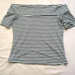 H&M ボーダー オフショルダー 半袖カットソー