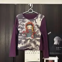 紫 グラフィックプリント 長袖Tシャツ betty boop