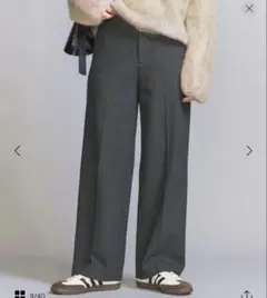 ビューティーアンドユース　L 裏起毛バックゴムストレートパンツ　グレー