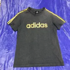 【adidas】L チャコールグレー×シャイニーゴールド Tシャツ　アディダス