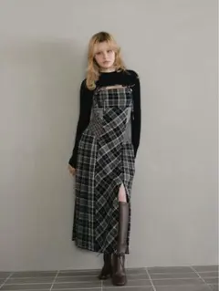Nadia check long dress アンドマリー ワンピース - メルカリ