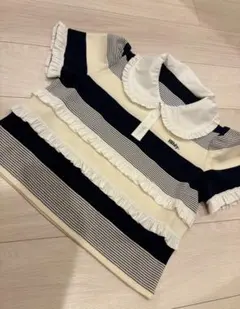 新品未使用】Bibiy. JAMIE FRILL TOP ボーダートップス - メルカリ