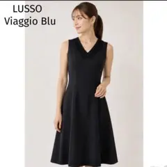 LUSSO 黒いワンピース　ノースリーブワンピース黒　ブラック　襟元レースのサムネイル