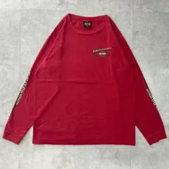 USA製　00s ハーレーダビッドソン　長袖　ロンT 袖プリント　赤　1