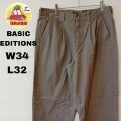 USA古着 BASICEDITIONS ツータック　チノパンW34L32ブラウン