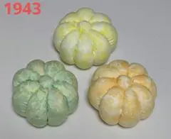 1943 かぼちゃ 緑・オレンジ・黄色 木目込み 置物 ハロウィン 3点