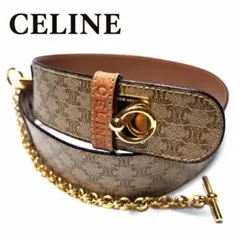 CELINEセリーヌ ベルト マカダム トリオンフ チェーン ゴールド金具 希少