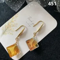 フックのみサージカルステンレス・バイカラータブレットクォーツのピアス