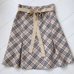 美品 バーバリーブルーレーベル ノバチェック リボン付スカート 38
