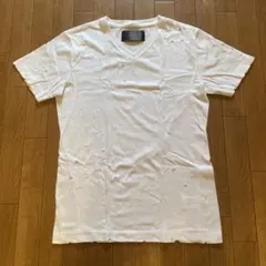 wjk ダメージ加工 Vネック Tシャツ ホワイト