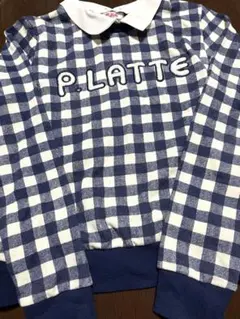 P.LATTE ピンクラテ　チェック柄トレーナー