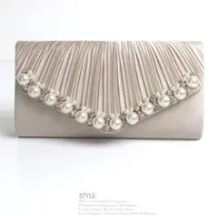 パーティーバッグ 大きめ パール ビーズ 結婚式 同窓会 ショルダーバッグ付き