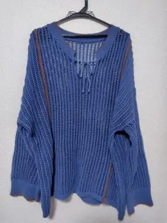 JEANASIS メッシュニットプルオーバー ブルーのサムネイル