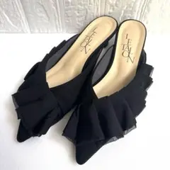 3.5cmWLE TALON ルタロンミュールブラックポインテッドトゥ24.5