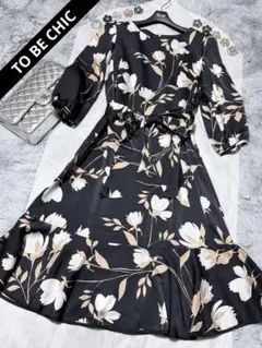 【美品】トゥービーシック　ワンピース　花柄　共布ベルト リボン　ロング　42 Lのサムネイル