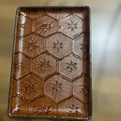 ブラウンレザー 六角形模様 トレイ