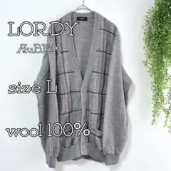 【LORDY】ヴィンテージ メンズ カーディガン L ゆったり ウール100%のサムネイル