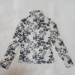 DAZY シースルー ハイネック 花柄 長袖カットソー 白黒 L サイズ